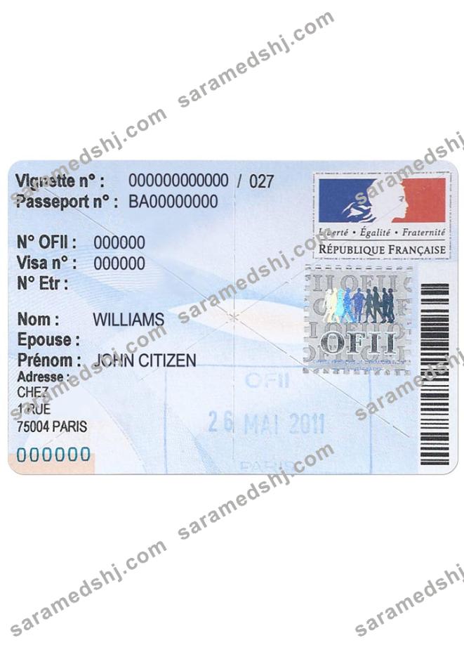 FRANCE residency visa stamp